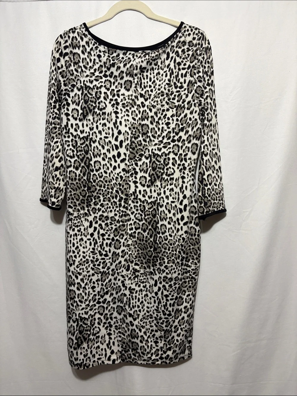 Annalee + Hope Black and White Leopard-Print Midi Sheath Dress